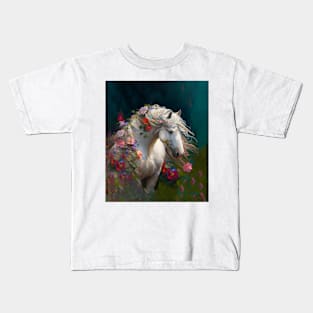 White Unicorn Horse Kids T-Shirt